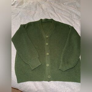 Men's Green Cardigan Sweater